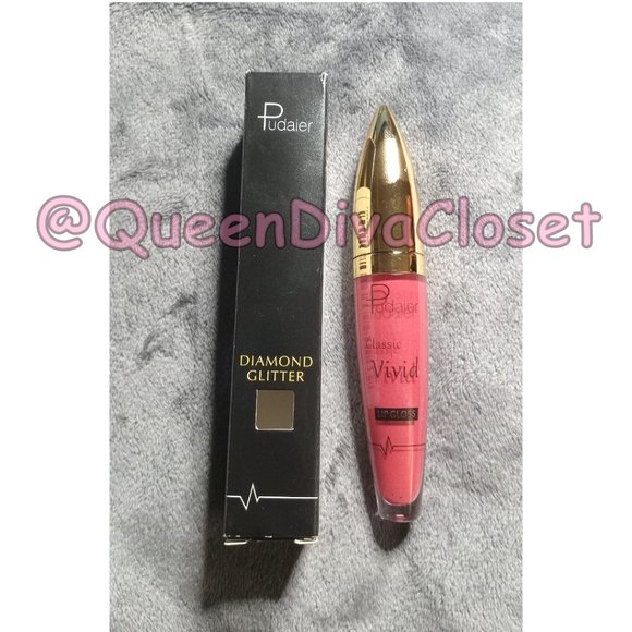 Lux Matte Bright Peach Coral Pink #15 Lasting Glitter Gloss Liquid Lipstick Tint - Picture 3 of 4